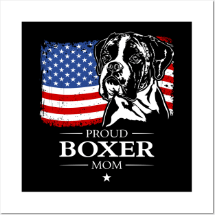 Proud Boxer Dog Mom American Flag patriotic dog Posters and Art